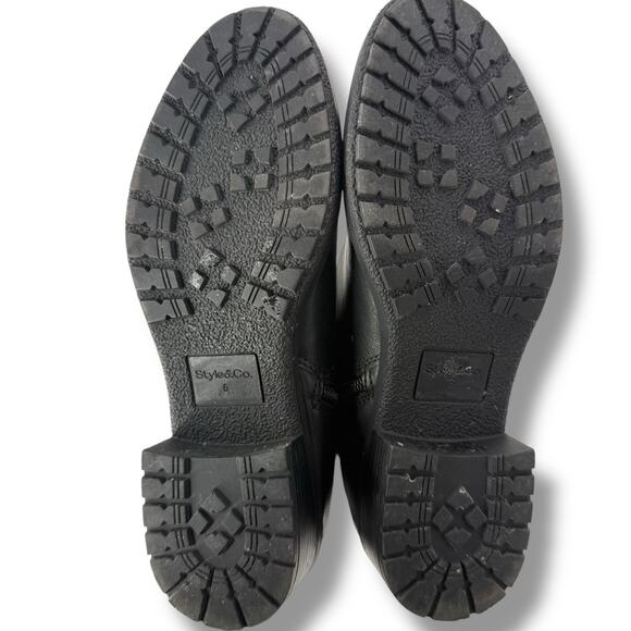 Style & Co Black Booties Size 6 Low Ankle Boot Classic Faux Leather - Picture 8 of 8